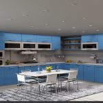 Büyük Mutfaklar İçin Mavi Renk Dekorasyonu