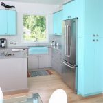 Küçük mutfaklar için mavi renk dekorasyonu