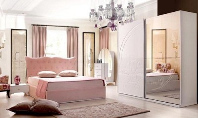 Modern Pudra Yatak Odası Dekorasyonu