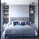 Gri mavi yatak odası dekorasyonu