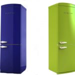 Mavi ve yeşil buzdolabı