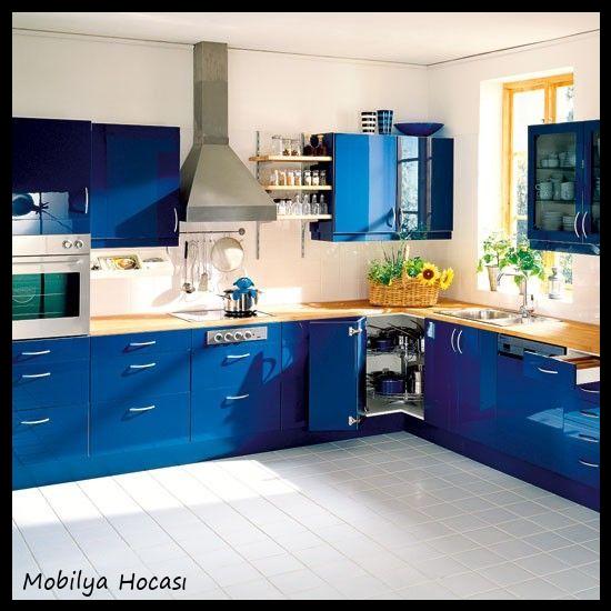 mavi renk mutfak modelleri 3FkNZ