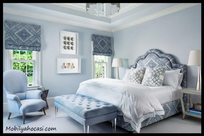 mavi yatak odasi dekorasyonu 7TS8K