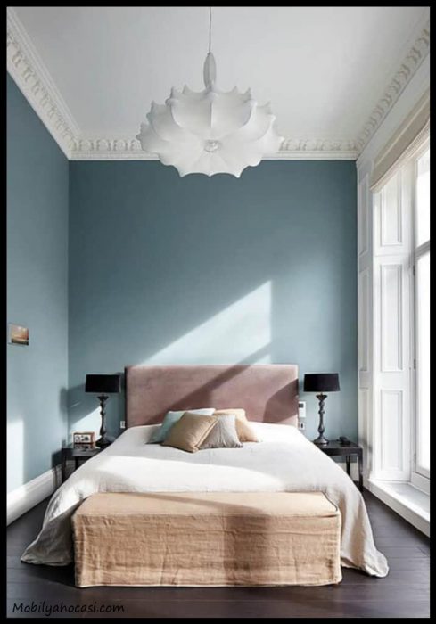 mavi yatak odasi dekorasyonu RRbIO