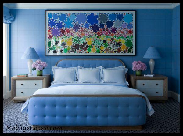 mavi yatak odasi dekorasyonu TaGs0