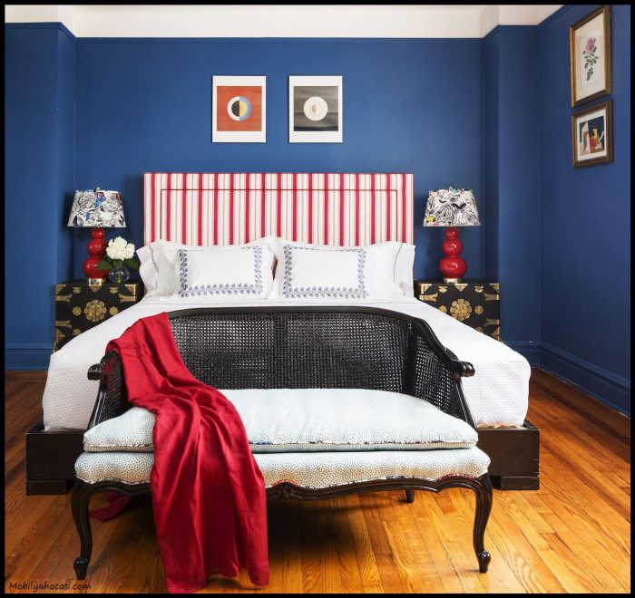 mavi yatak odasi dekorasyonu USNSV